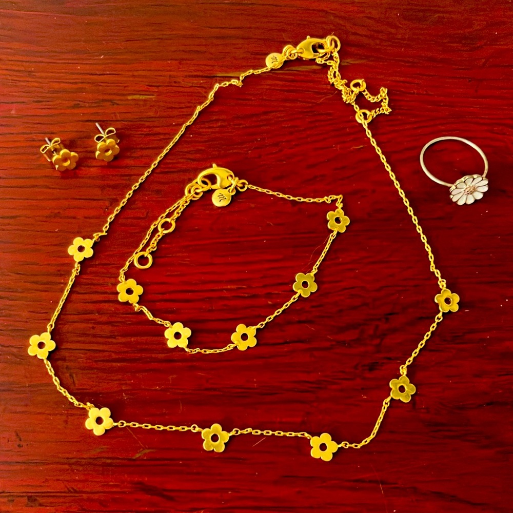 NEW Madewell Jewelry Set: Bracelet, Necklace, Stud Earrings + nonbranded ring